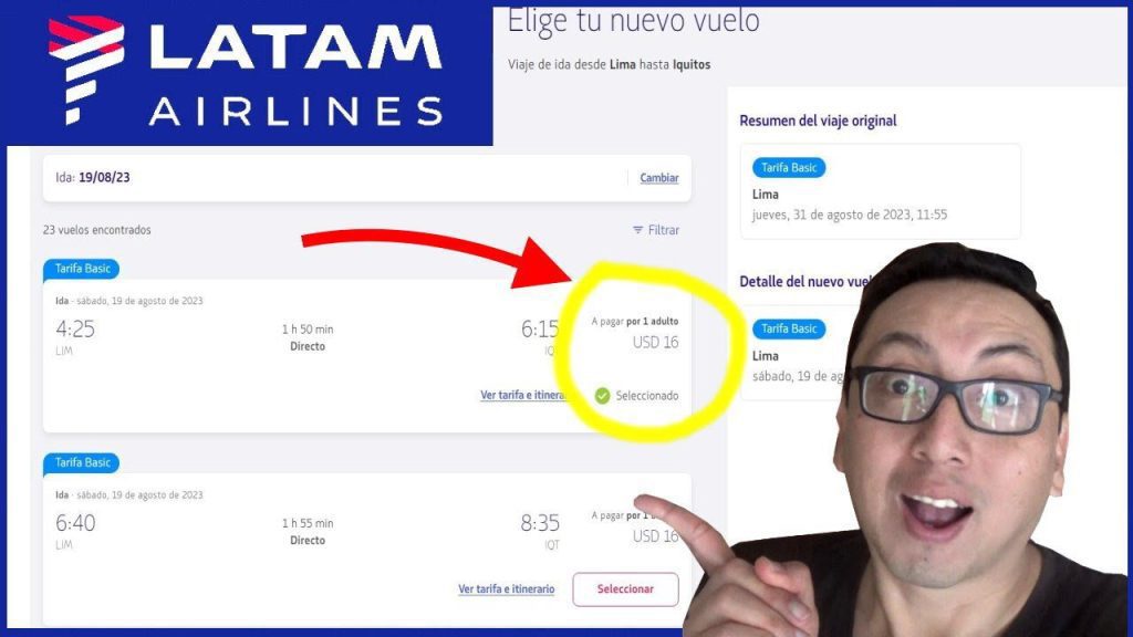 Cuántas veces puedo cambiar la fecha de mi vuelo LATAM Vuelos a 1 euro